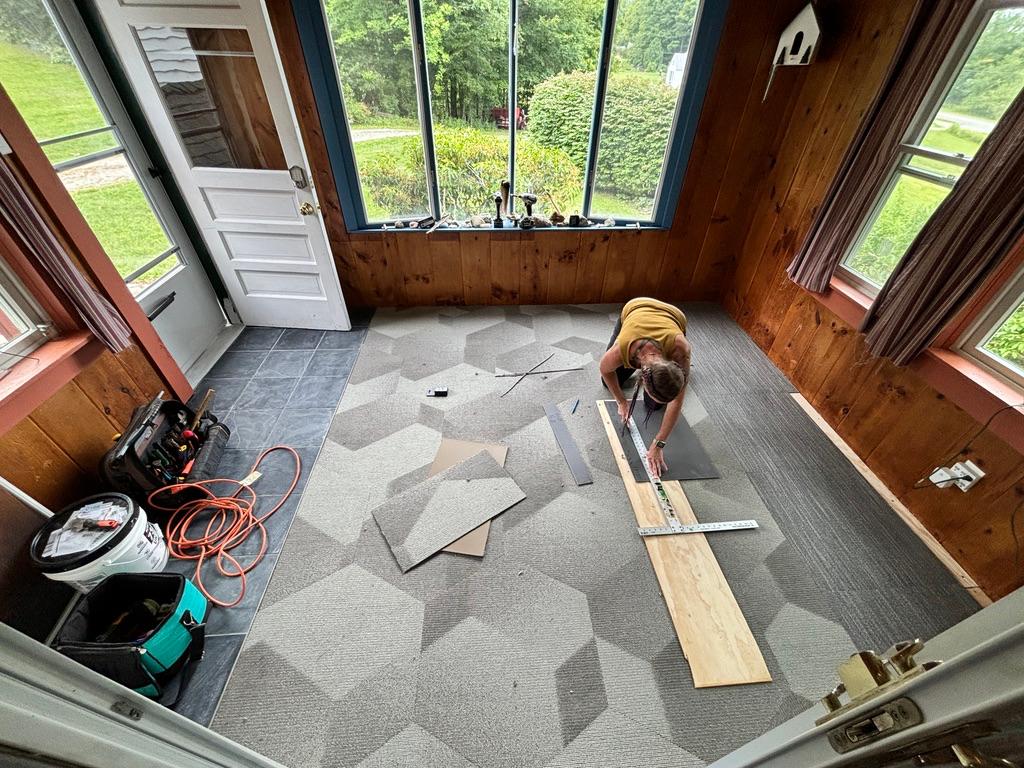 Tile installation in sunroom